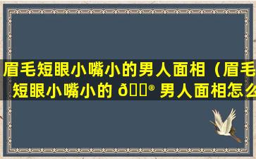 眉毛短眼小嘴小的男人面相（眉毛短眼小嘴小的 💮 男人面相怎么样）